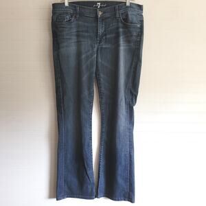 7 For all Mankind Bootcut Jeans Size 31 Blue Distressed Whiskering